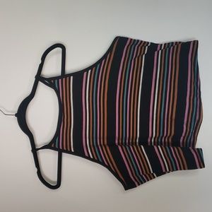 Multi-colored Striped Crop Tank Top